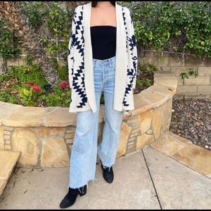 White and blue cardigan